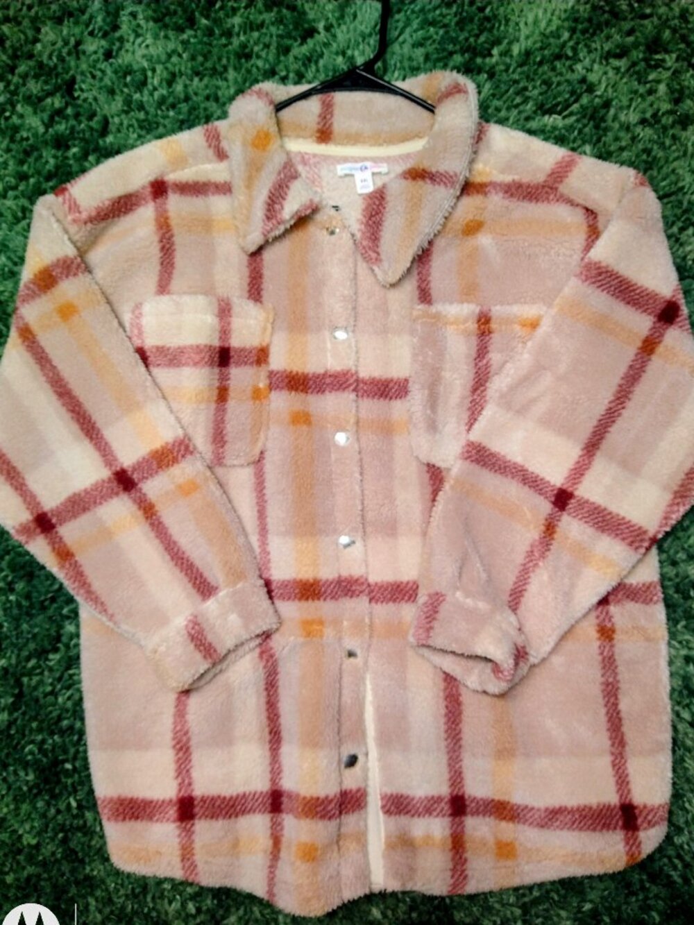 Sugar & Jade Pink Plaid Sherpa Shacket Girls XXL Women’s S-M